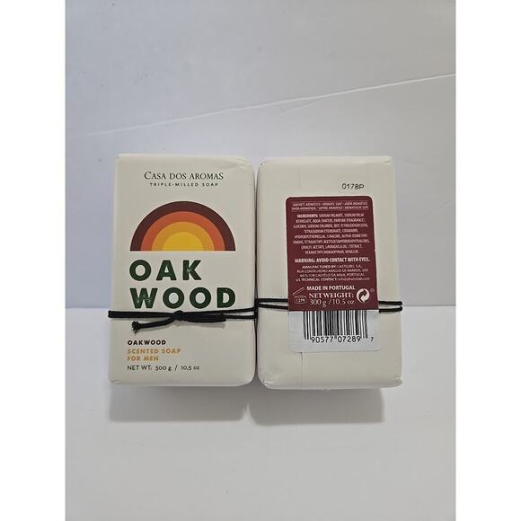 Casa Dos Aromas Oakwood Scented Triple Milled Soap Men 10.5 oz Each Set Of 2 - Picture 3 of 8